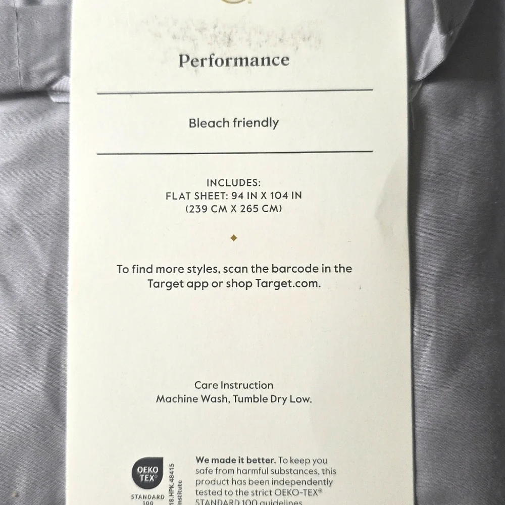 Threshold Queen 400 Thread Count Performance Flat Sheet Classic Gray